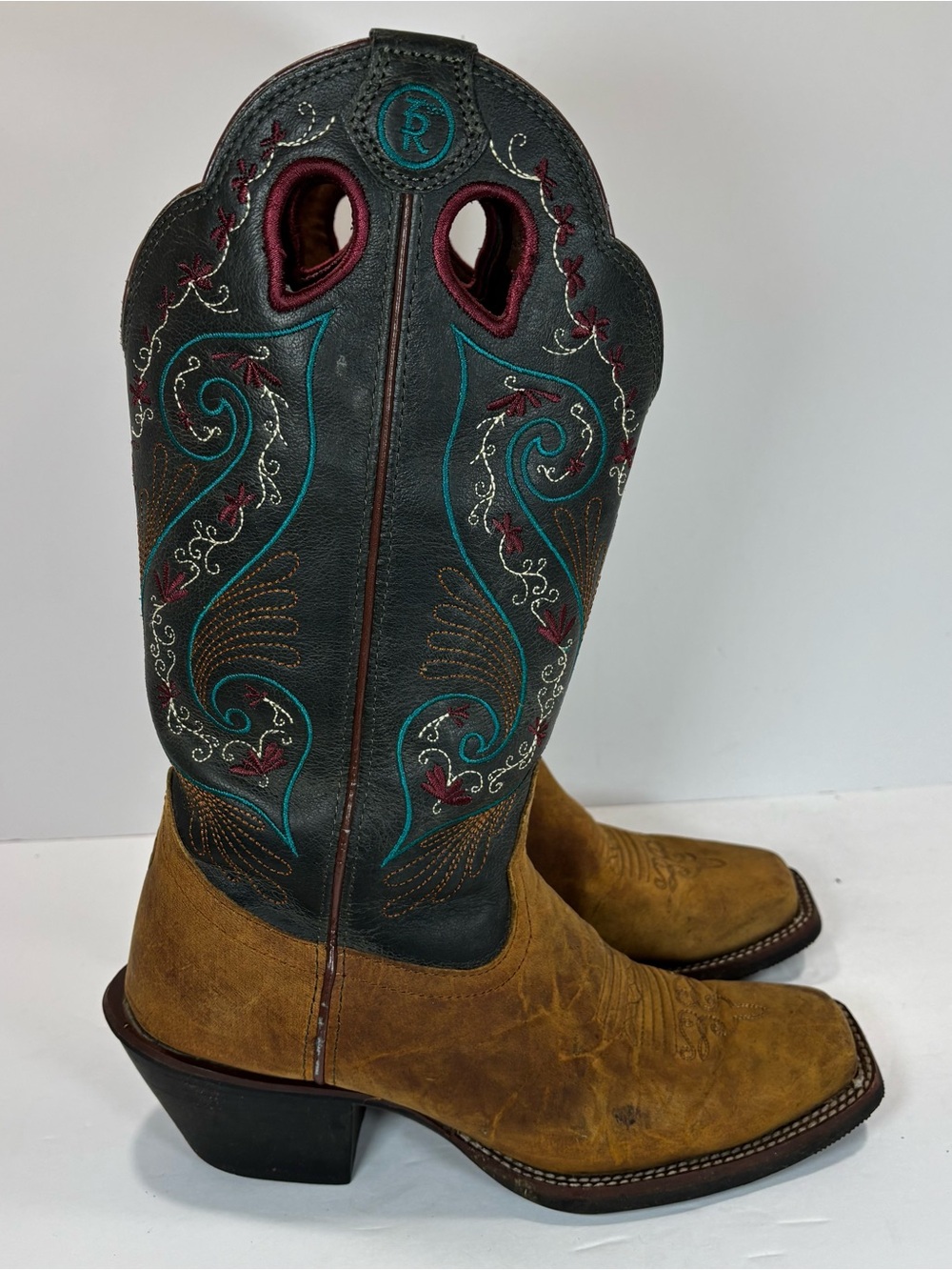 Tony Lama Women’s Embroidered Western Boots Sz 7.5 B Boho Leather Colorful 2025L - Picture 2 of 13